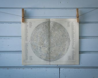 1907 Vintage Map of the Moon