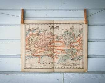 1897 Vintage Ocean Currents Map of the World