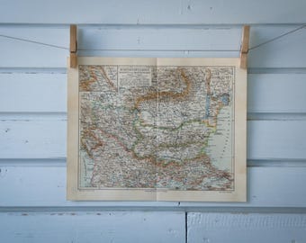 1907 Vintage Romania, Bulgaria & Serbia Map