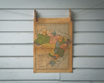 1946 Vintage Map of Brazil