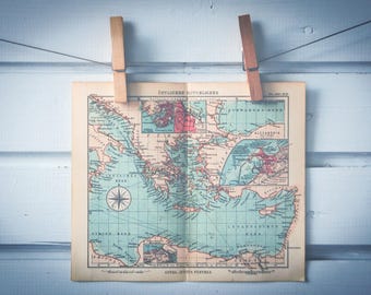 1931 Vintage Map of the East Mediterranean