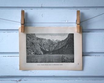 1892 Vintage Lake Obersee Lithograph Illustration