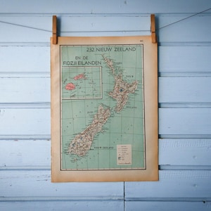Carte de la Nouvelle-Zélande vintage 1941