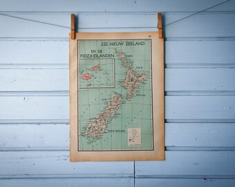 1941 Vintage New Zealand Map