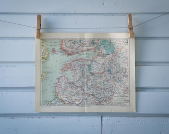 1907 Vintage Baltic States Map