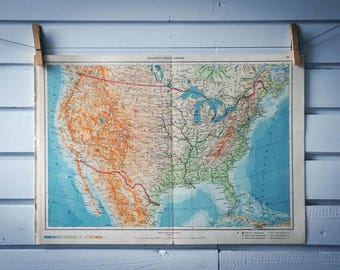 1961 Vintage Map of USA