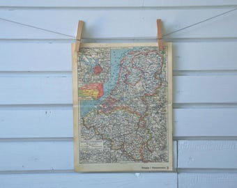 1938 Vintage Netherlands & Belgium Map