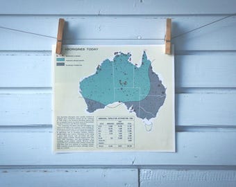 1968 Vintage Aboriginal Distribution Map of Australia