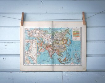 1937 Vintage Map of Asia