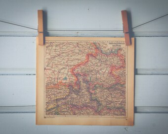 1929 Vintage Upper Austria & Salzburg Map