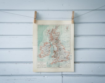1907 Vintage UK Map