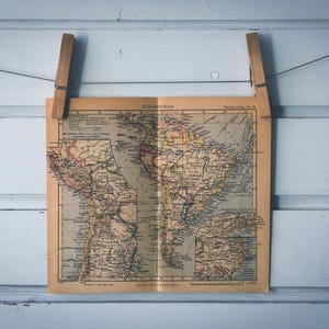 Carte vintage de l'Amérique du Sud de 1943