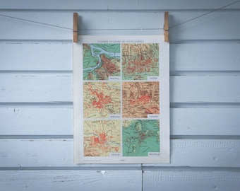 1970 Vintage Map of  Yugoslavian Cities