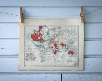 1904 Vintage World Map