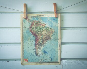1951 Vintage South America Map