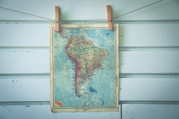 1951 Vintage South America Map