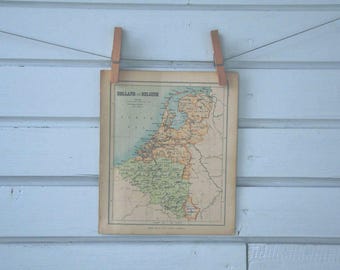 1896 Vintage Netherlands & Belgium Map