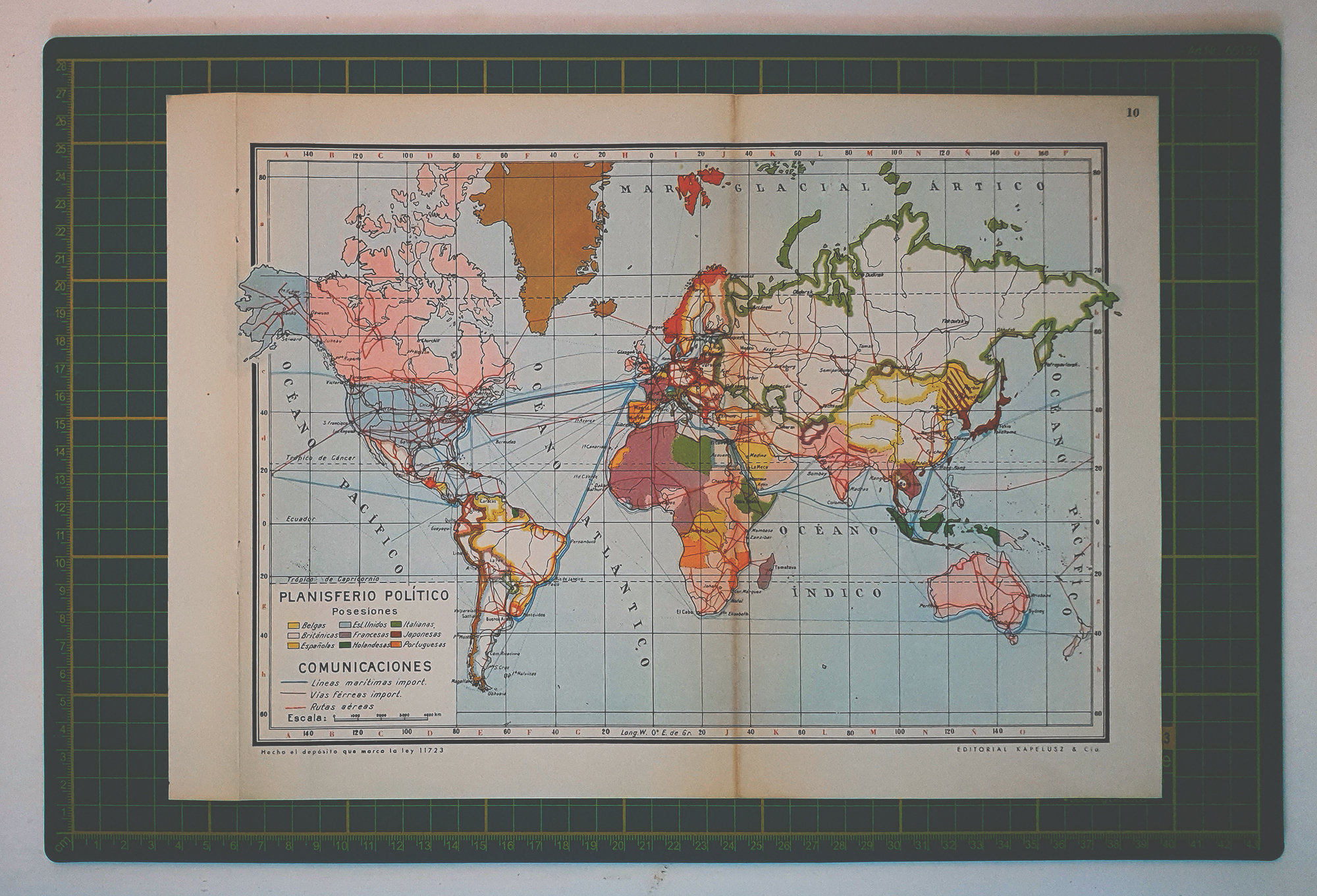 1946 Vintage World Map