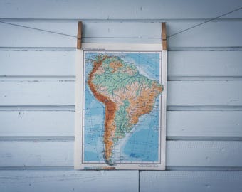1967 Vintage South America Map