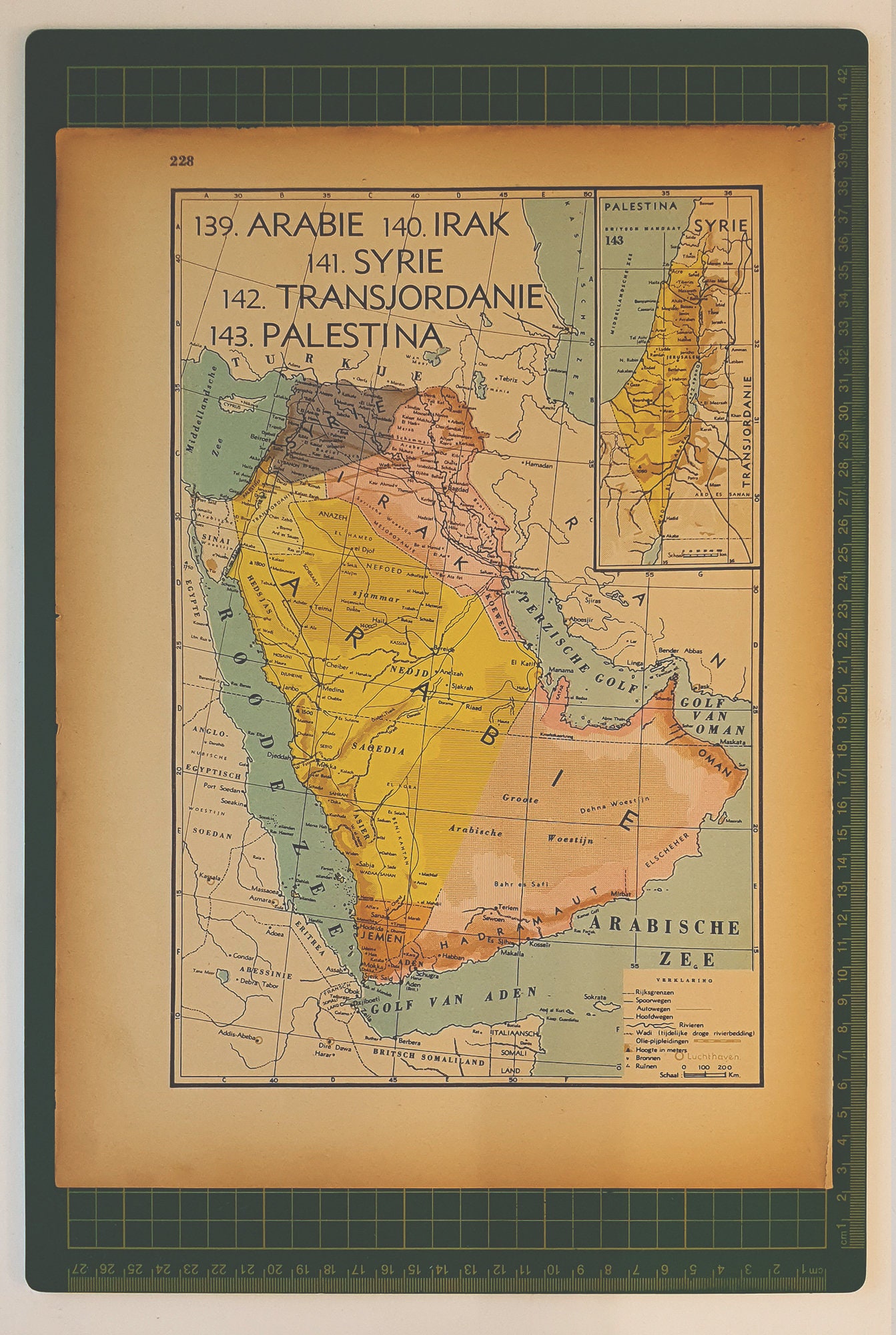 1941 Vintage Map of Arabian Peninsula