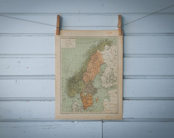 1937 Vintage Scandinavia Map