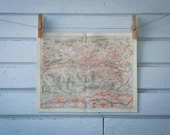 1907 Vintage Map of Barmen