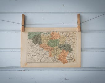 1937 Vintage Belgium Map