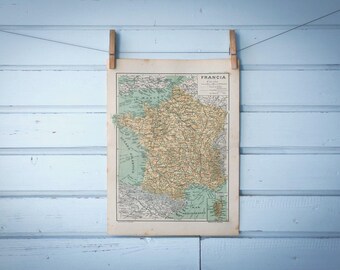 1937 Vintage Map of France