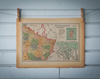 1941 Vintage Northeast France Map