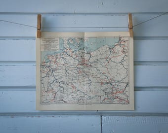 1907 Vintage Map of German Navigable Waterways
