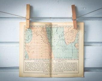1931 Vintage Magnetic Field World Map