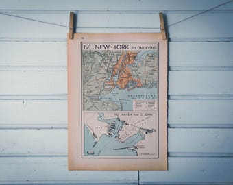 1941 Vintage Map of New York