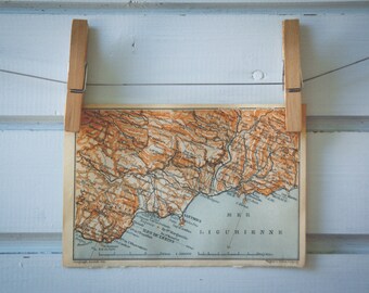 1913 Vintage East French Riviera Map