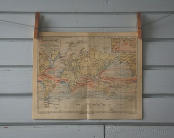 1907 Vintage Ocean Currents World Map