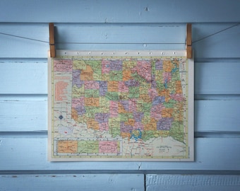 1957 Vintage Oklahoma Map