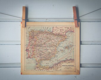 1929 Vintage Map of Spain