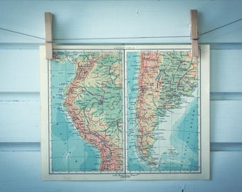 1959 Vintage Map of the Andes