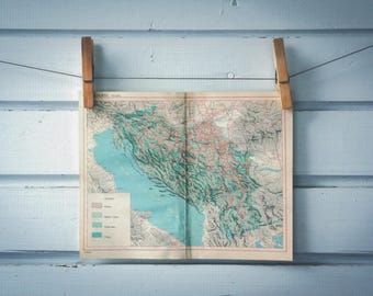 1952 Vintage Yugoslavia Map