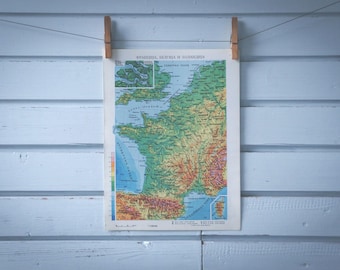 1970 Vintage Map of France