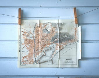 1909 Vintage Málaga Map