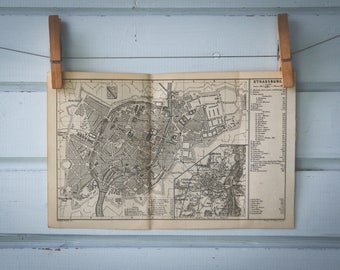 1876 Vintage Strasbourg Map