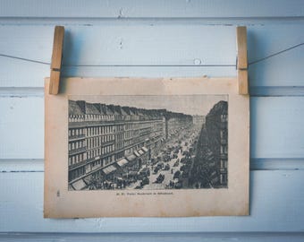 1890 Vintage Paris Lithograph Illustration