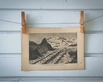 1890 Vintage Monte Rosa Lithograph Illustration