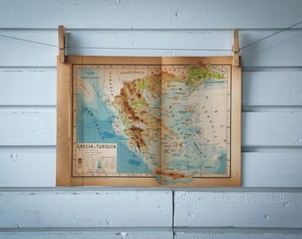 1946 Vintage Map of Greece