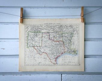 1904 Vintage Map of Texas
