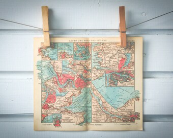 1931 Vintage Map of North Sea & Baltic Sea Main Ports