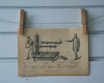 1891 Vintage Electrostatic Machine Lithograph Illustration
