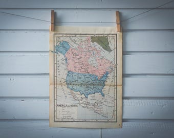 1950 Vintage North America Map
