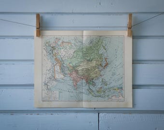 1907 Vintage Map of Asia