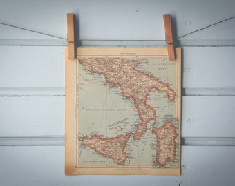 1929 Vintage South Italy Map